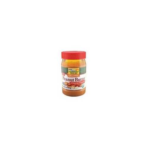 Field Day Organic Easy Spread Peanut Butter, Crunchy, No Salt (12x18Oz)