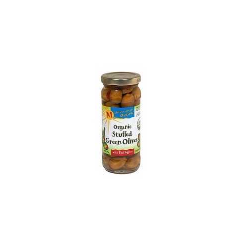 Mediterranean Organics Stuffed Green Olives Red Peppers (12x8.5Oz)