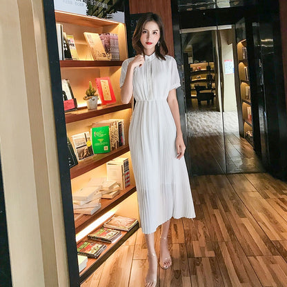 BEST Spring 2019 Long Pleated Dress Summer Casual Women High Waist Elascity