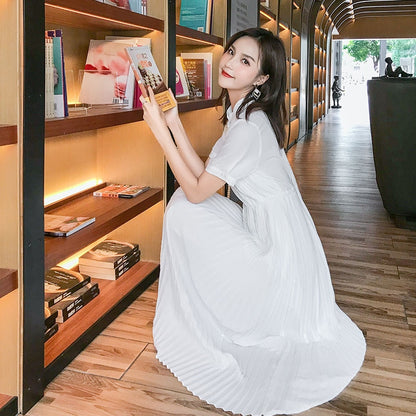 BEST Spring 2019 Long Pleated Dress Summer Casual Women High Waist Elascity