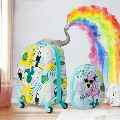 Kids Luggage Set 12" Backpack & 16" Rolling Suitcase Travel