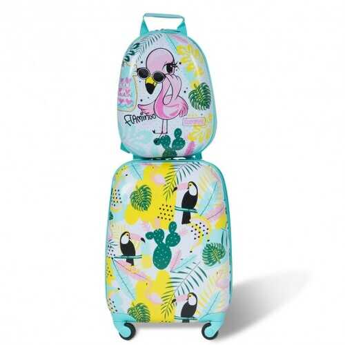 Kids Luggage Set 12" Backpack & 16" Rolling Suitcase Travel