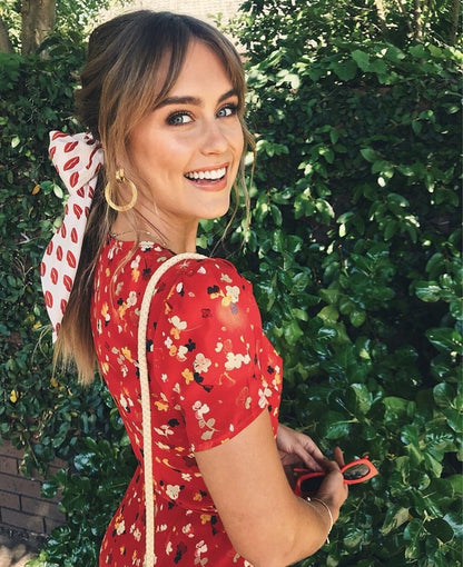 BOHO INSPIRED Wild Cherry printed wrap summer dress short sleeve V-neck sashes midi dress female chiffon party women vestidos