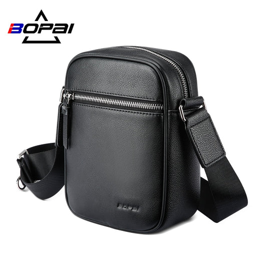 BOPAI Cow Leather Crossbody Bag Light Casual Handbags Small Flap Messenger Bags For Men Shoulder Bag Large Capacity