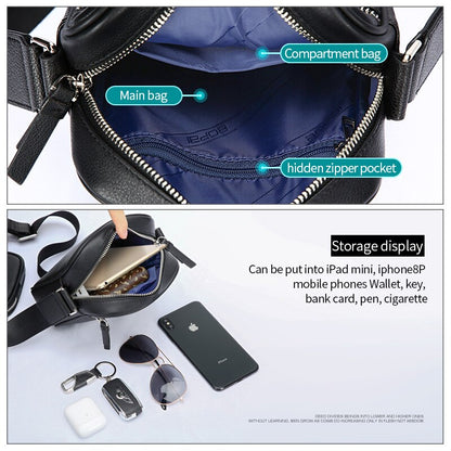 BOPAI Cow Leather Crossbody Bag Light Casual Handbags Small Flap Messenger Bags For Men Shoulder Bag Large Capacity