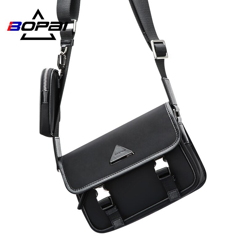 BOPAI New Casual Crossbody Bags Black Soft Small Briefcase Zipper Business Men Fashion High Quality Shoulder Bag For Travel