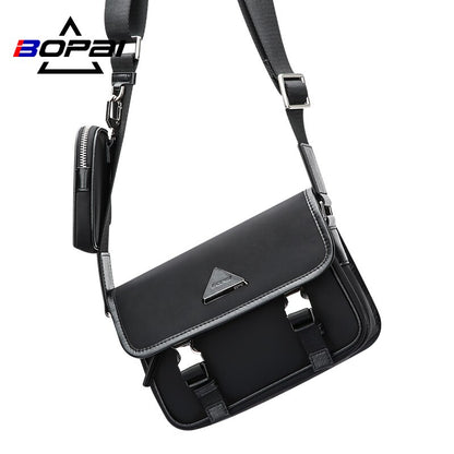 BOPAI New Casual Crossbody Bags Black Soft Small Briefcase Zipper Business Men Fashion High Quality Shoulder Bag For Travel