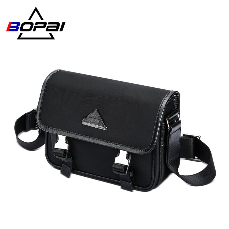 BOPAI New Casual Crossbody Bags Black Soft Small Briefcase Zipper Business Men Fashion High Quality Shoulder Bag For Travel