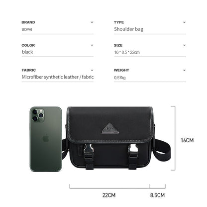 BOPAI New Casual Crossbody Bags Black Soft Small Briefcase Zipper Business Men Fashion High Quality Shoulder Bag For Travel