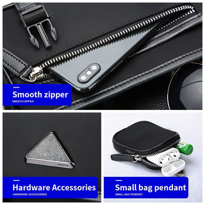 BOPAI New Casual Crossbody Bags Black Soft Small Briefcase Zipper Business Men Fashion High Quality Shoulder Bag For Travel