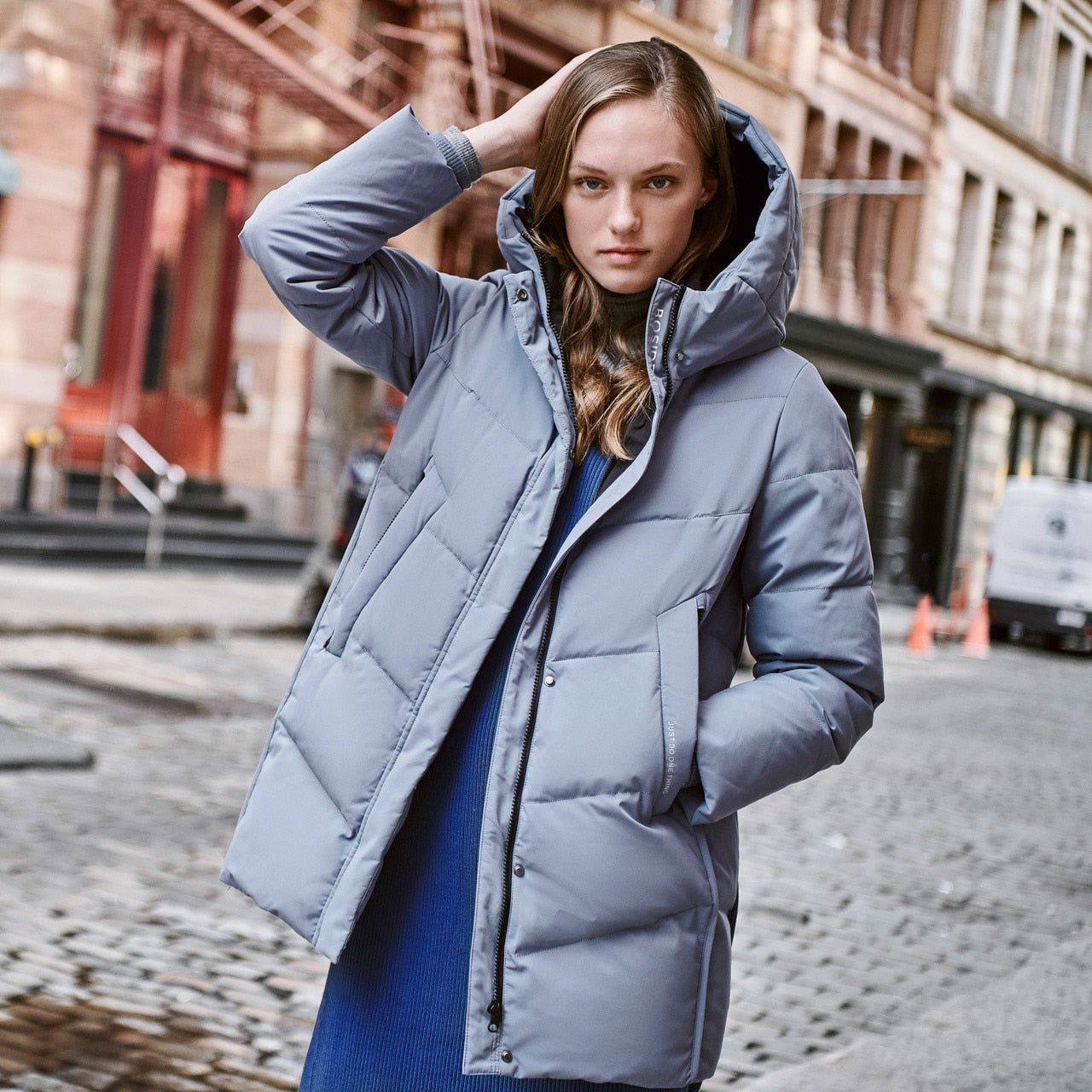 BOSIDENG Women's down jacket hooded medium length winter warm coat casual outwear high quality waterproof B90141028