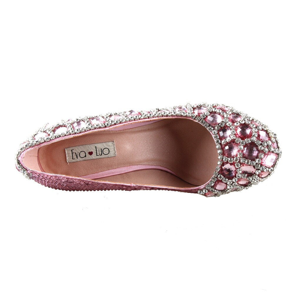 BS946 Custom Handmade Rhinestone Light Pink Crystal Shoes And Bag Set Bridal Wedding Shoes Women Pumps High Heels Shoes