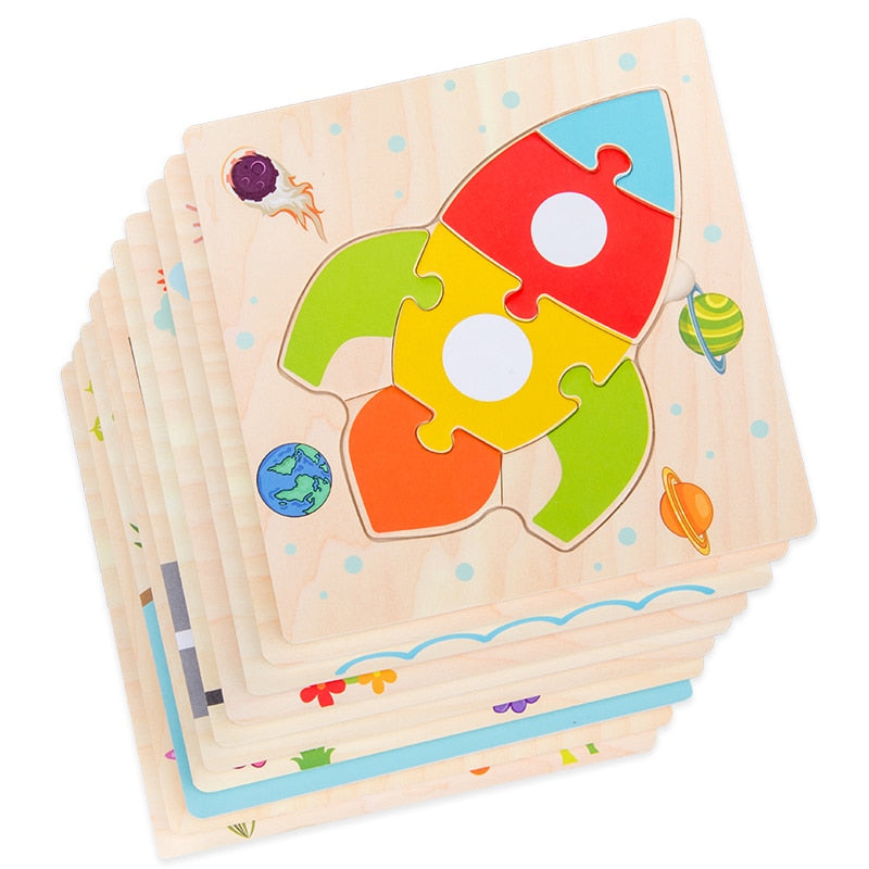 Baby Toys Wooden 3d Puzzle Tangram Shapes Learning Cartoon Animal Intelligence Jigsaw Puzzle Toys For Children Educational