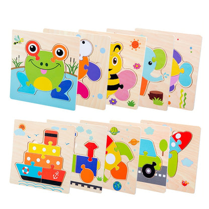 Baby Toys Wooden 3d Puzzle Tangram Shapes Learning Cartoon Animal Intelligence Jigsaw Puzzle Toys For Children Educational