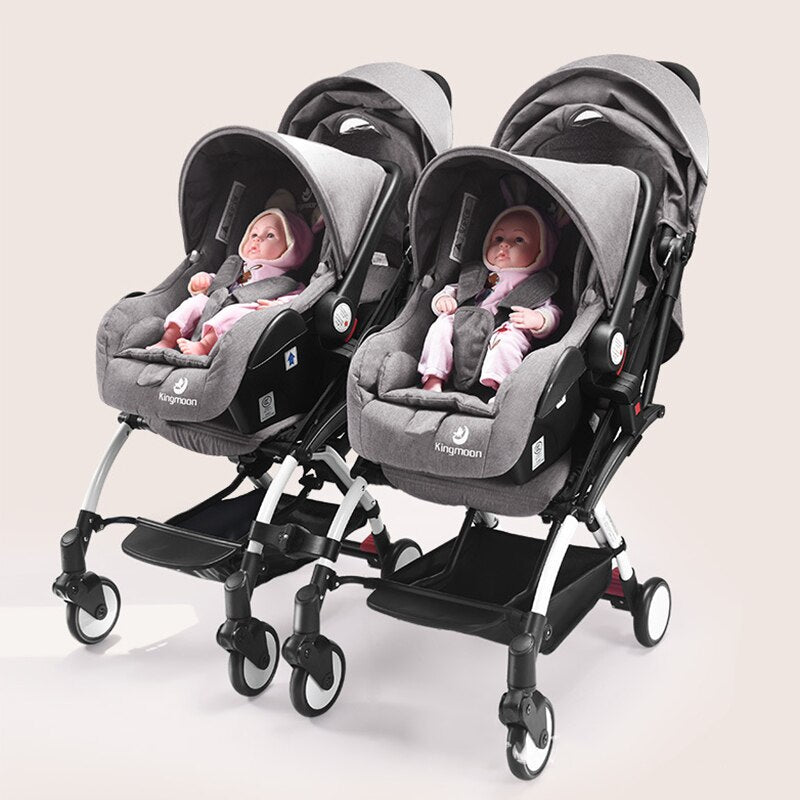 Baby Twin Strollers with Car Seat Twin Baby Stroller Newborn Lightweight Pocket Stroller Second Child Portable Folding Basket