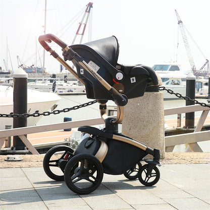 Babyfond 3 in 1 Baby Stroller High Landscape Stroller 360 Degree Carriage PU Pram EU Safety Car Seat Bassinet Newborn Trolley