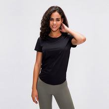 將圖片載入圖庫檢視器 Back Mesh Patchwork Yoga Sport T-shirt Women Loose Fit O-neck Workout Running Tee Tops Fitness Short-Sleeved Shirts
