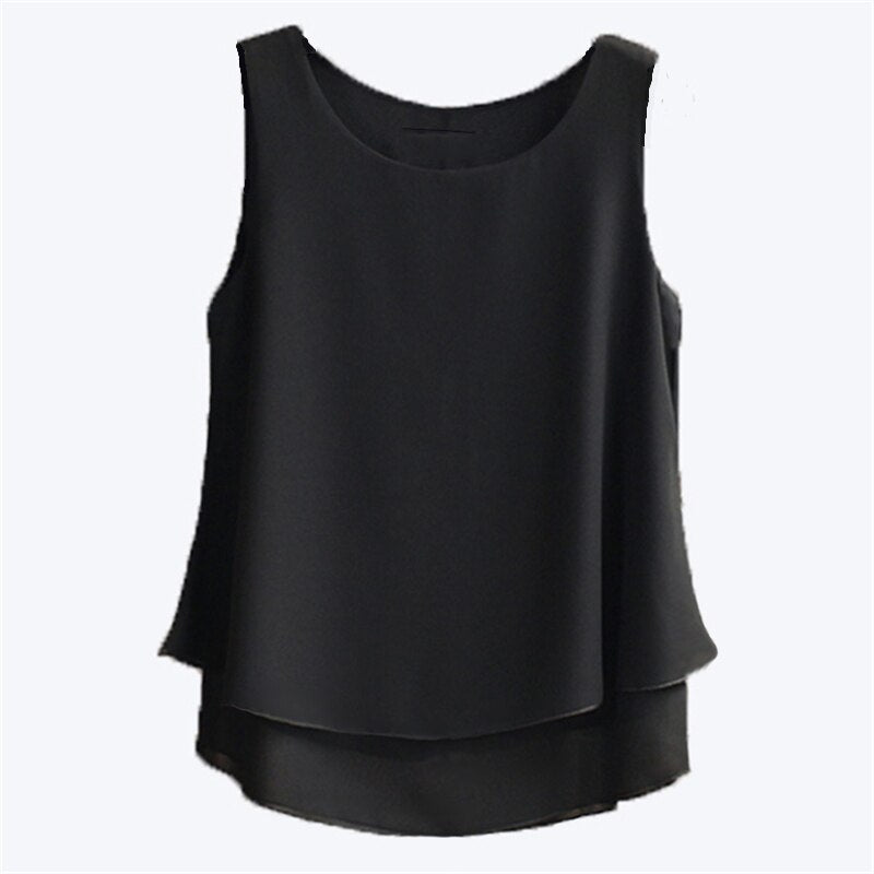 Banerdanni Women's 2020 Sleeveless Chiffon Blouse Summer Casual O-Neck Blouses High Quality Women's Blouse