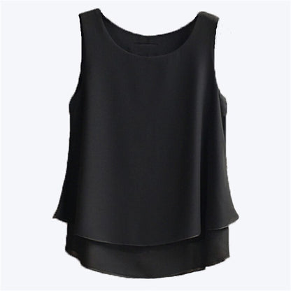 Banerdanni Women's 2020 Sleeveless Chiffon Blouse Summer Casual O-Neck Blouses High Quality Women's Blouse