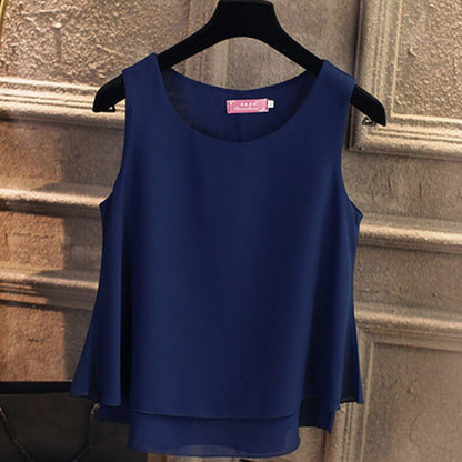 Banerdanni Women's 2020 Sleeveless Chiffon Blouse Summer Casual O-Neck Blouses High Quality Women's Blouse