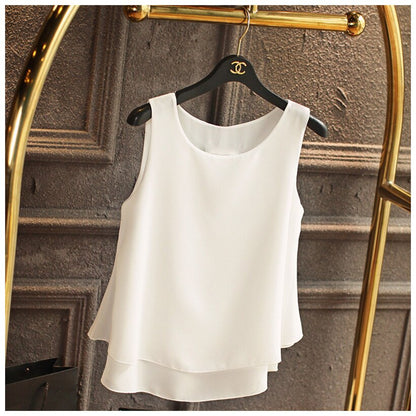 Banerdanni Women's 2020 Sleeveless Chiffon Blouse Summer Casual O-Neck Blouses High Quality Women's Blouse