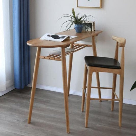 Bar Tables Bar Furniture home bar table oak solid wood home coffee table tea table 130*45*98cm muebles mesa barra two layer desk