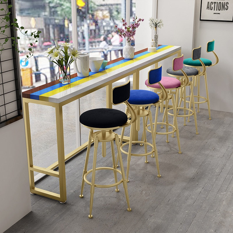 Bar table and chair coffee shop chair lift Rotating high stool table color table stool