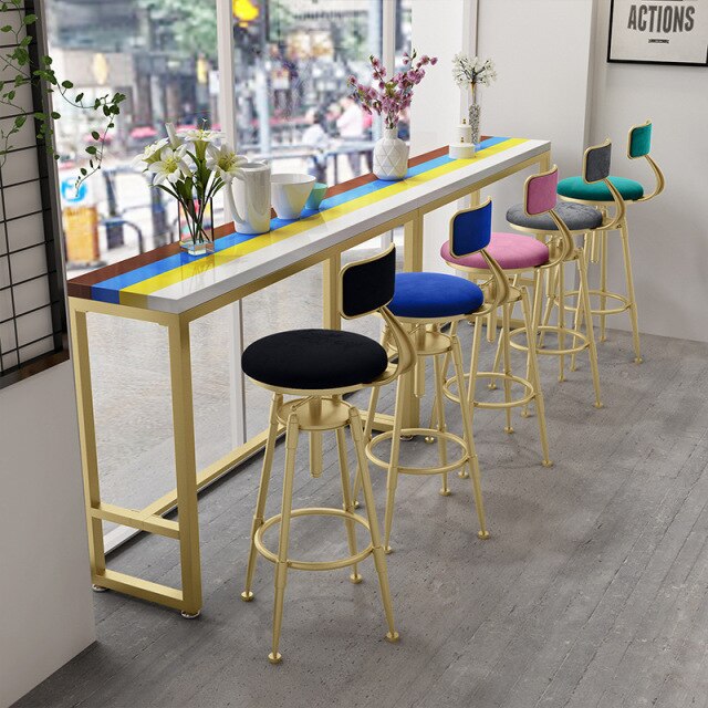 Bar table and chair coffee shop chair lift Rotating high stool table color table stool
