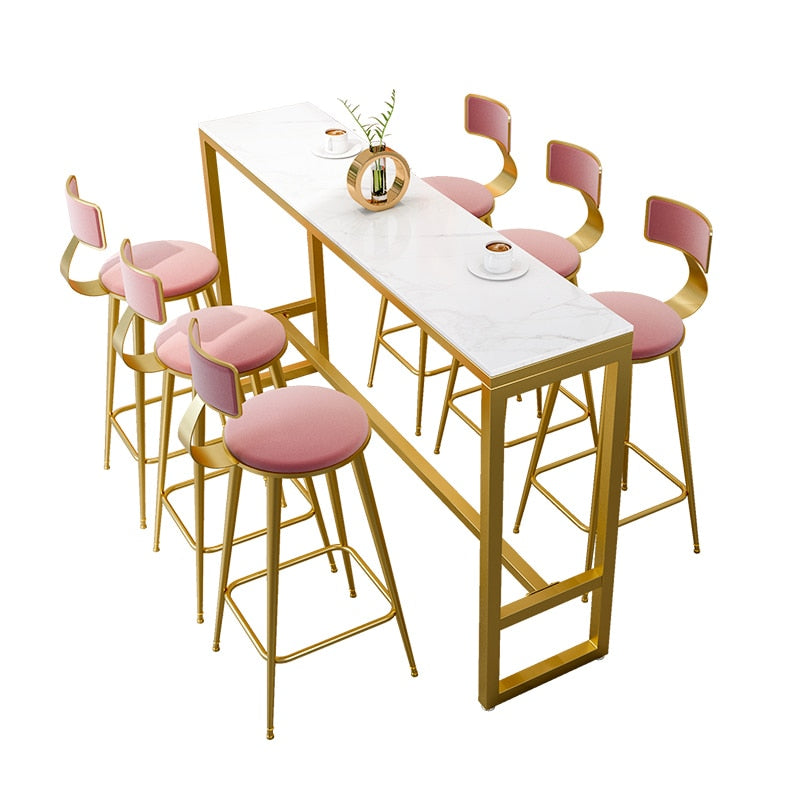 Bar table light luxury simple long table Yang net red wall high table home Nordic partition bar chair. Dining Set