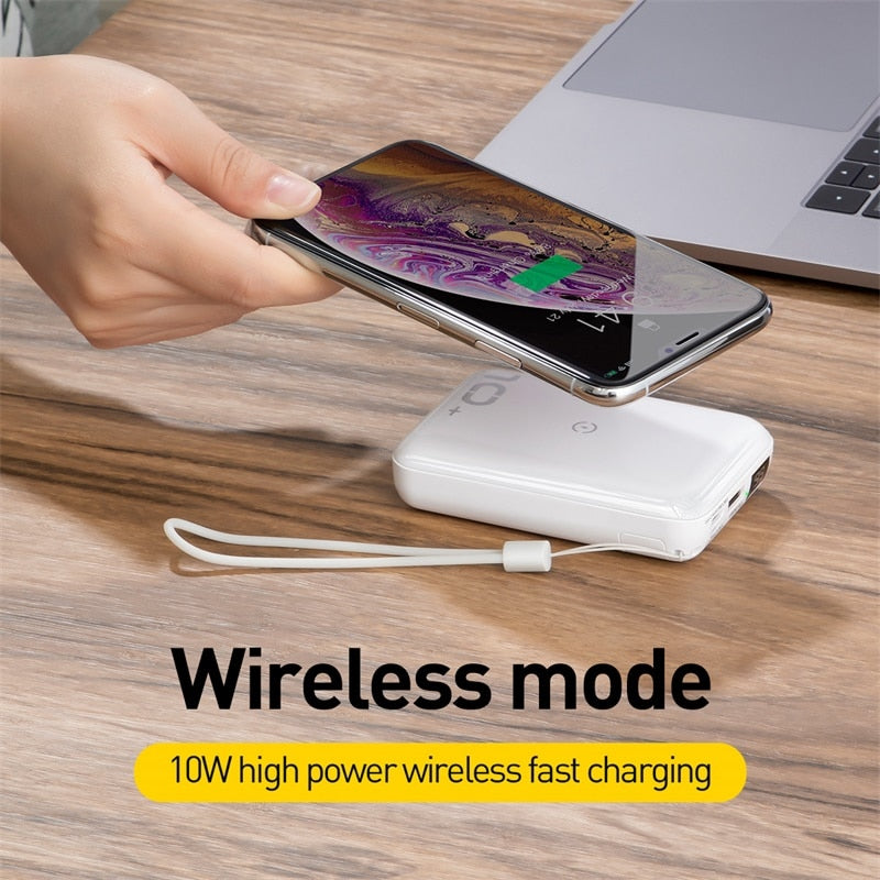 Baseus 10000mAh Qi Wireless Charger Power Bank for iPhone Samsung Huawei Powerbank PD Quick Charge 3.0 Portable External Battery