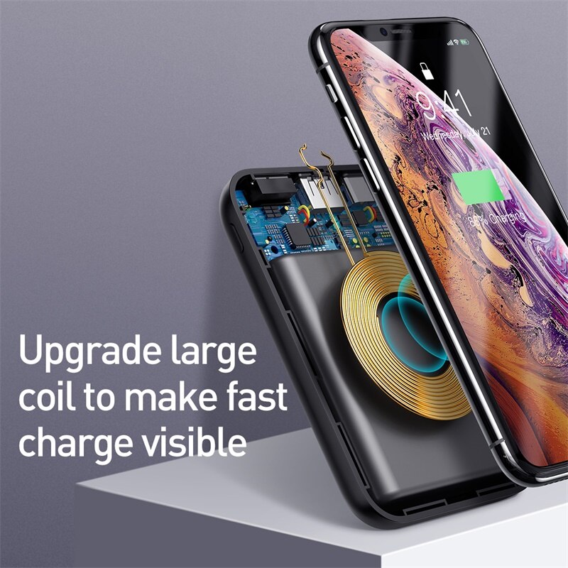Baseus 10000mAh Qi Wireless Charger Power Bank for iPhone Samsung Huawei Powerbank PD Quick Charge 3.0 Portable External Battery