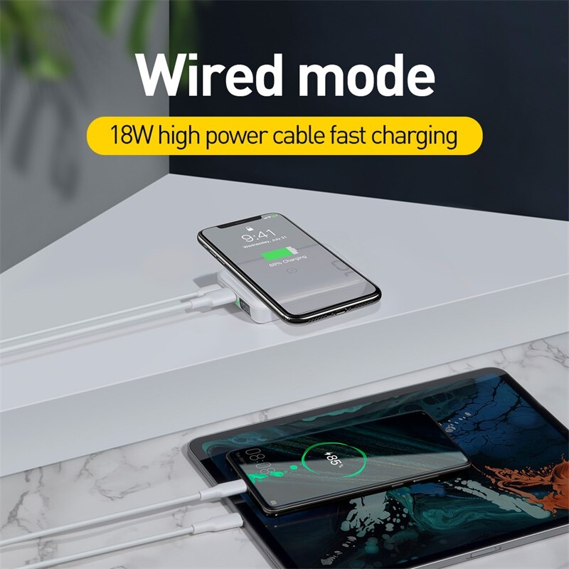 Baseus 10000mAh Qi Wireless Charger Power Bank for iPhone Samsung Huawei Powerbank PD Quick Charge 3.0 Portable External Battery