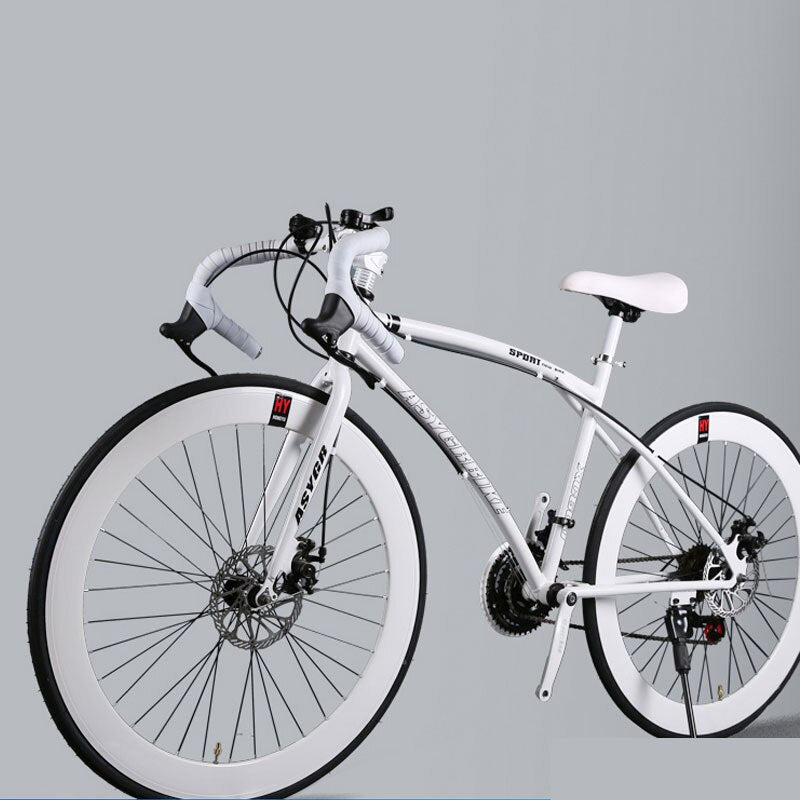 Unisex Road Bicycle Bike Speed Change Dead Fly Men Racing Bends Inflatable Solid Tires 26 Inch Women Students Adults