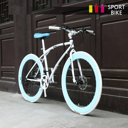 Unisex Road Bicycle Bike Speed Change Dead Fly Men Racing Bends Inflatable Solid Tires 26 Inch Women Students Adults