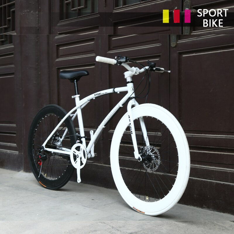 Unisex Road Bicycle Bike Speed Change Dead Fly Men Racing Bends Inflatable Solid Tires 26 Inch Women Students Adults
