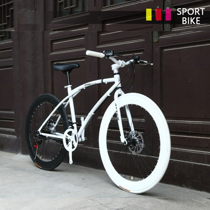 Unisex Road Bicycle Bike Speed Change Dead Fly Men Racing Bends Inflatable Solid Tires 26 Inch Women Students Adults