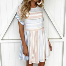 Load image into Gallery viewer, Big Size Women Casual Vintage Dress 2019 New A-Line Mini Print Stripe Dress Sexy Short Sleeve Elegant Dresses Vestidos De Verano
