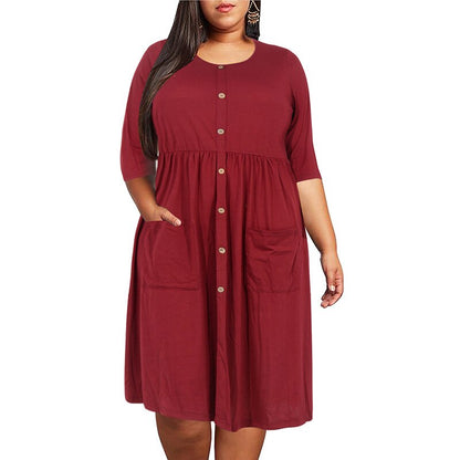 Big size 9XL dress for Fat MM 2019 Women Dress Loose pocket design solid plus size dresses women clothing party dress vestidos