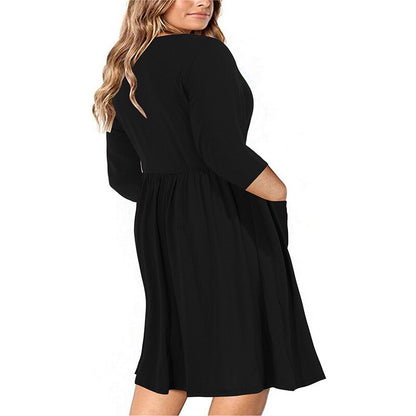 Big size 9XL dress for Fat MM 2019 Women Dress Loose pocket design solid plus size dresses women clothing party dress vestidos