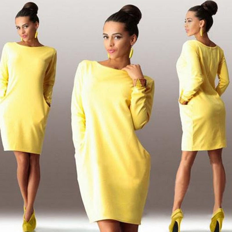 Bigsweety Women's Mini Dress wiith Pockets Slim Pack Hip Bodycon Dress Ladies Work Office Dress Vestido