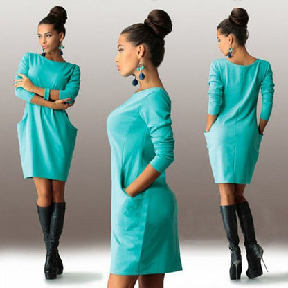 Bigsweety Women's Mini Dress wiith Pockets Slim Pack Hip Bodycon Dress Ladies Work Office Dress Vestido