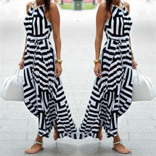 Charger l&#39;image dans la galerie, Bigsweety New Fashion Women Sexy Boho Striped Dress Summer Maxi Long Dress Sleeveless Beach Strap Sundress Vestidos For Female
