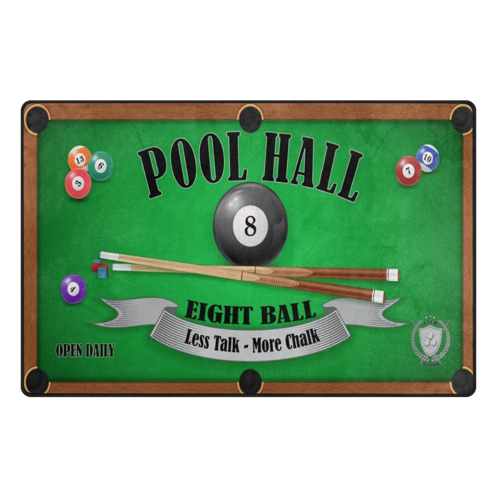 Billiard Poster Pool Hall Eight Ball Area Rug Carpet Non-Slip Floor Mat Doormats for Living Room Bedroom Water Absorption Mat