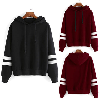 Black Friday Deals 2018 New Striped Long Sleeve Solid Hooded Hoodie arrival Womens  Sweatshirt Jumper Hooded Warm Pullover Tops