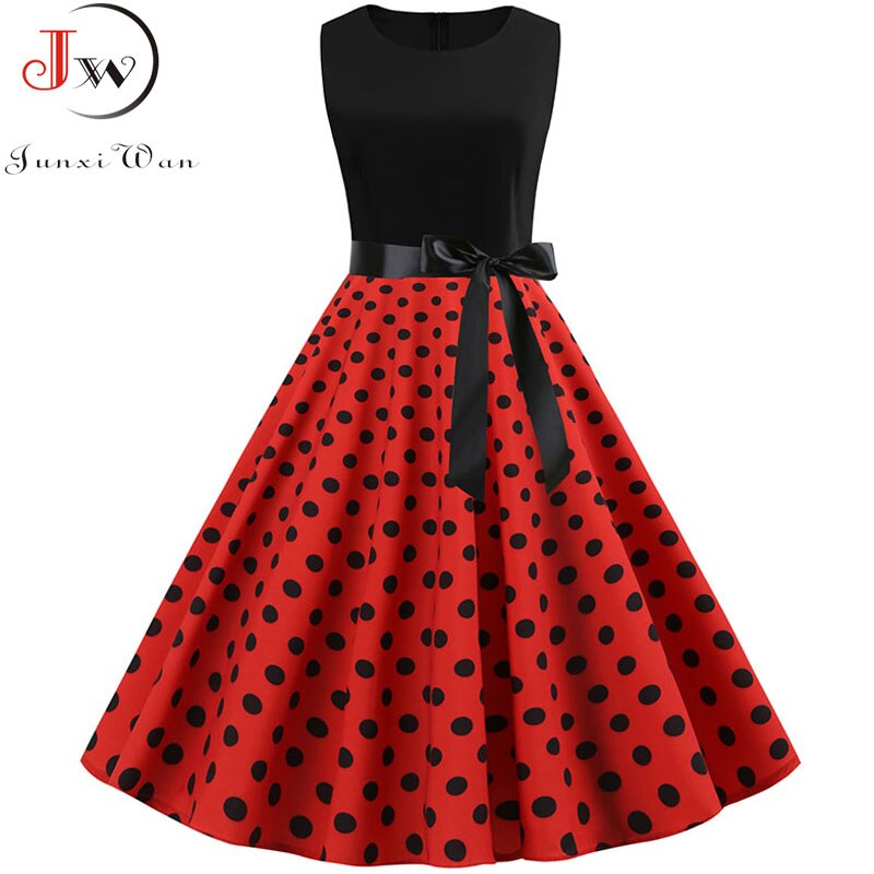 Black Polka Dot Party Dress Women 2020 Summer Red Pin Up Rockabilly Dress robe femme 50s 60s Elegant Vintage Dress Plus Size