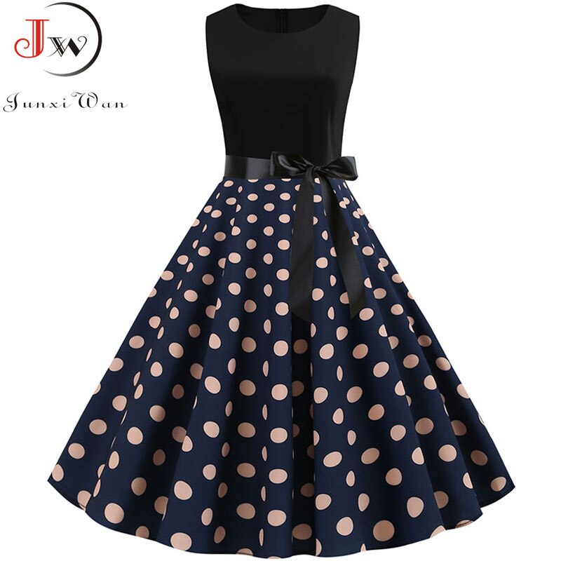Black Polka Dot Party Dress Women 2020 Summer Red Pin Up Rockabilly Dress robe femme 50s 60s Elegant Vintage Dress Plus Size