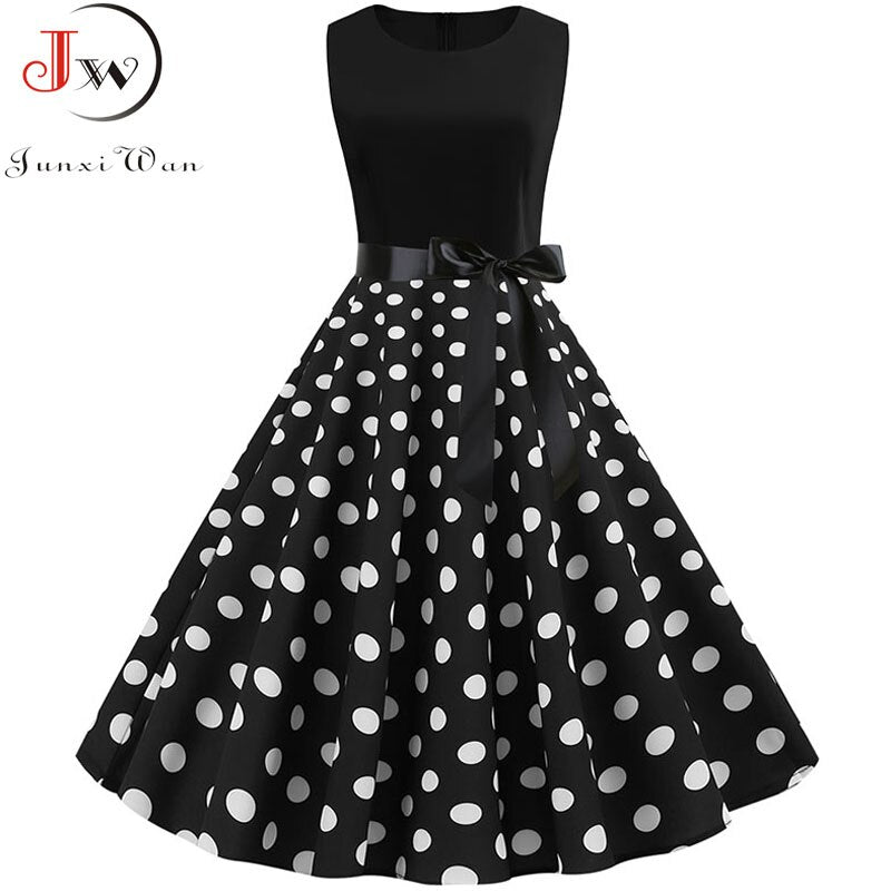 Black Polka Dot Party Dress Women 2020 Summer Red Pin Up Rockabilly Dress robe femme 50s 60s Elegant Vintage Dress Plus Size