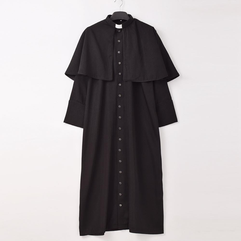 Black Priests Robe Cassock Adult Catholic Roman Soutane Pope Missionary Uniform Medieval Clergy