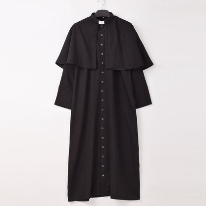 Black Priests Robe Cassock Adult Catholic Roman Soutane Pope Missionary Uniform Medieval Clergy