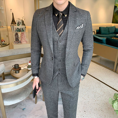 Blazer Vest Pants British Men Suit Three Piece Slim Party High End Custom Business Men's Formal Dress Jacket Asian Size 5XL